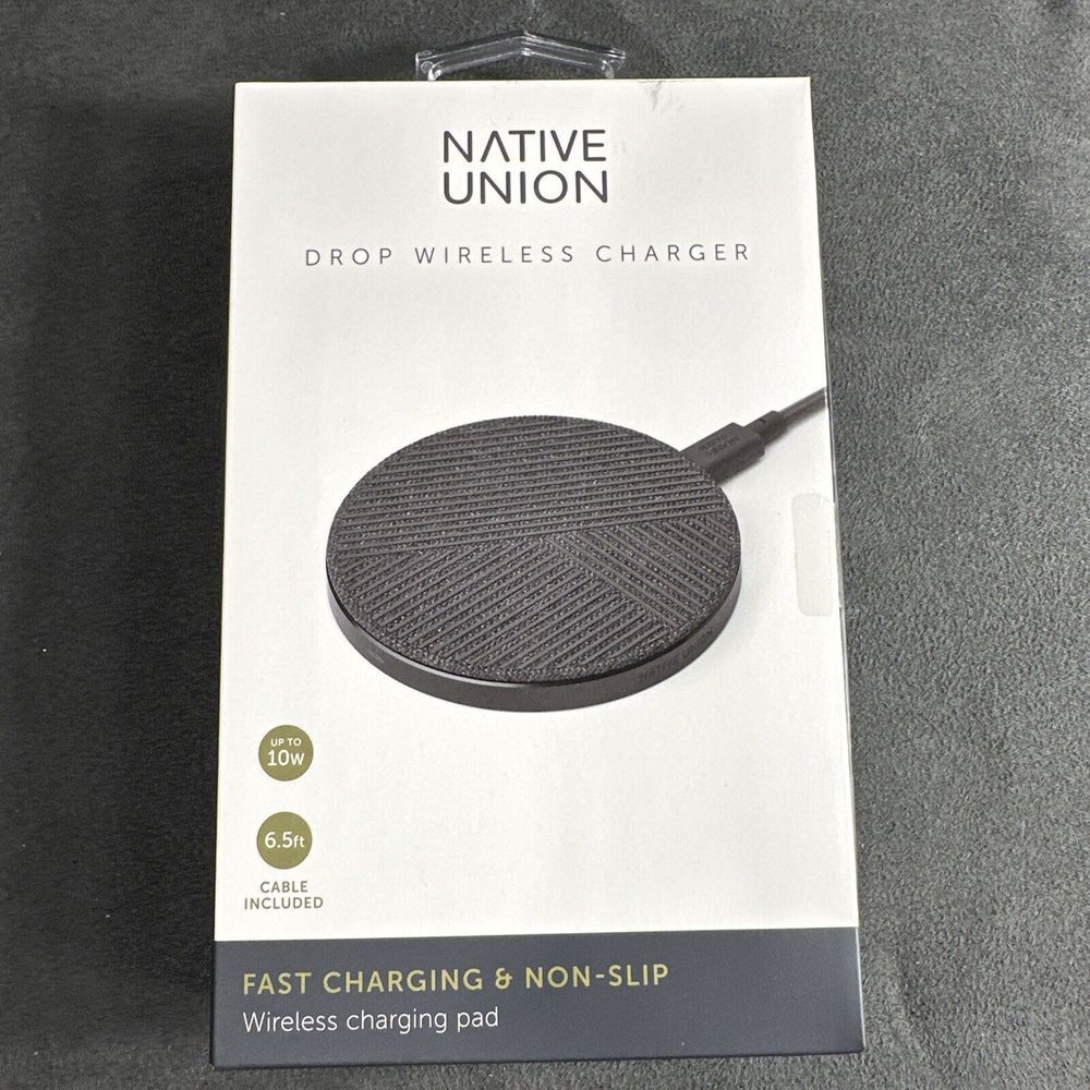 Native Union Drop - Wireless‎ Charger [Qi Certified] 10W Gray with USB-C Cable